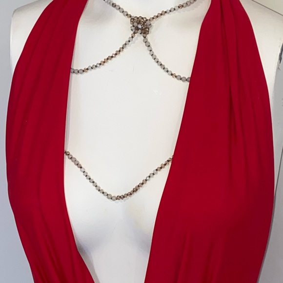 Plunging V Red Onepiece Swim Suit by Sea & Sun - Picture 2 of 3